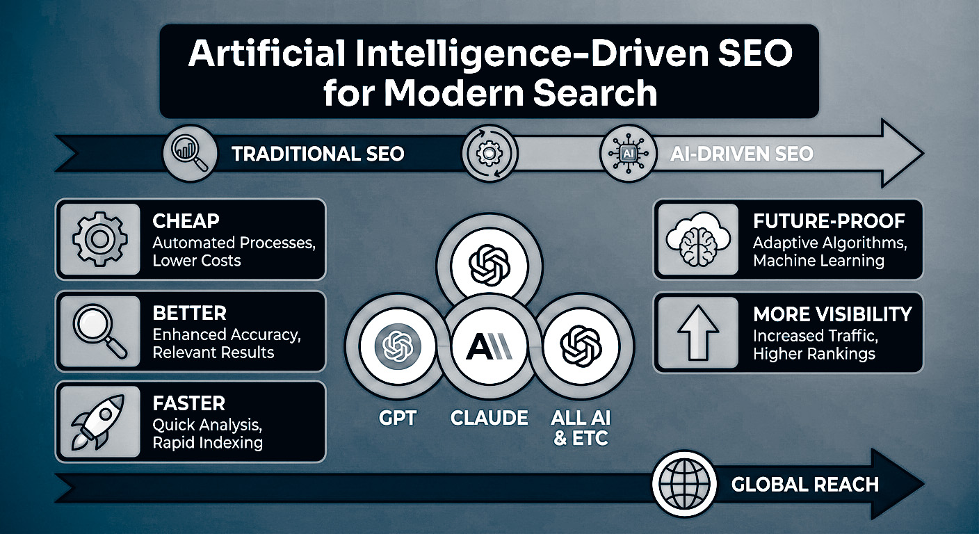 AI SEO strategy and cross-platform discoverability planning visual
